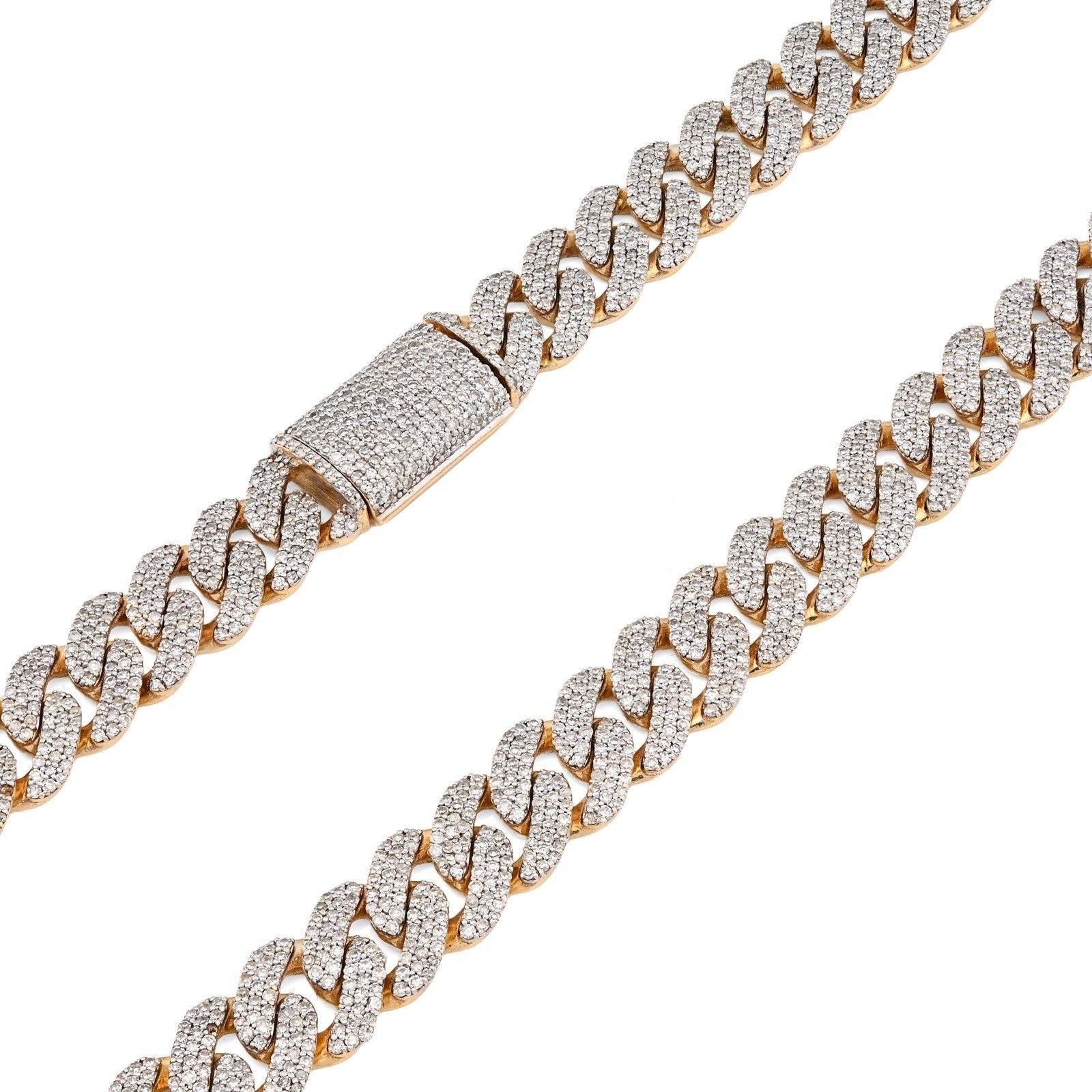 8MM 10k Yellow Gold 9.5CTW Natural Diamond 22In Cuban Link Chain 54.6gm Necklace - Elite Jewelers - Necklaces & Chains