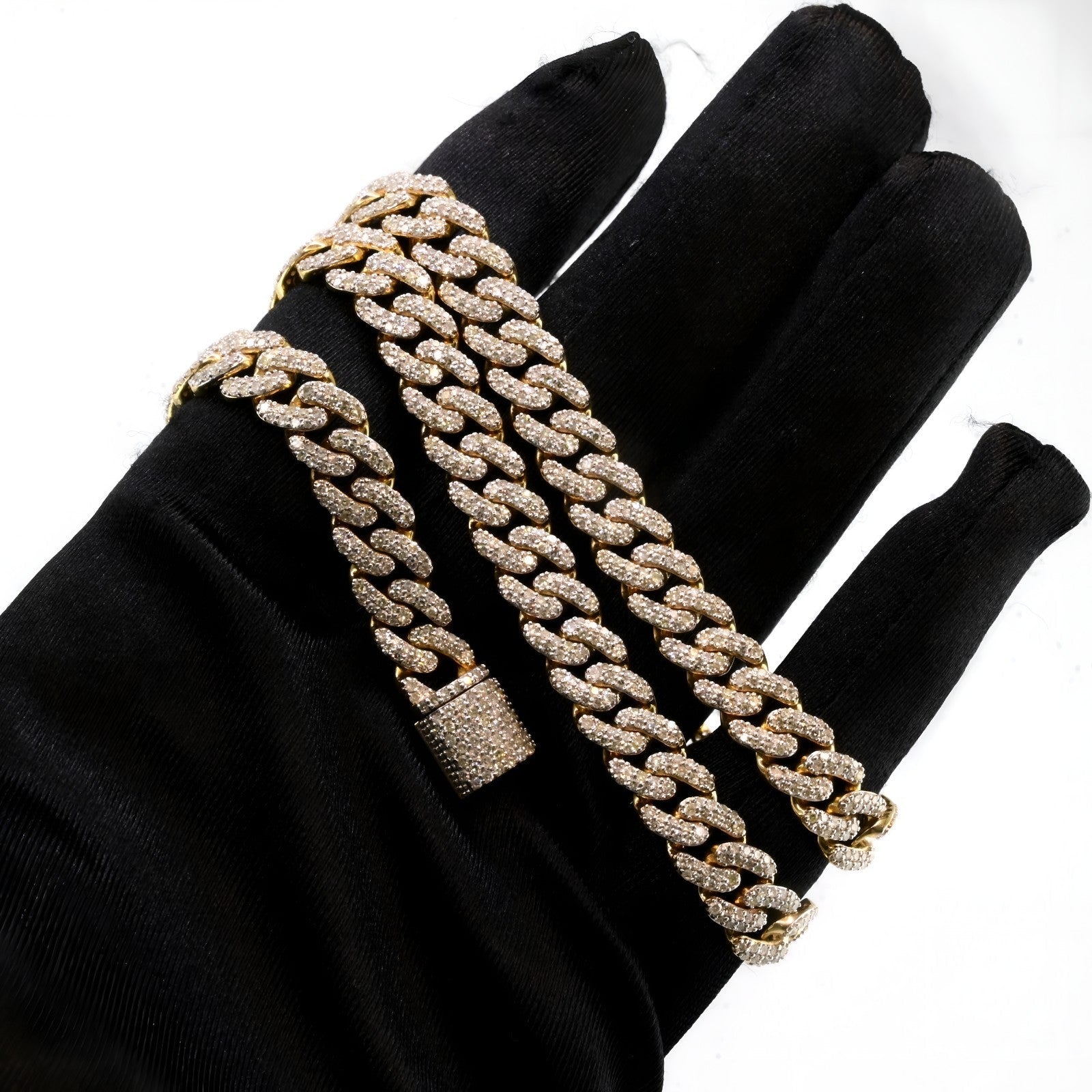 8MM 10k Yellow Gold 9.7CTW Natural Diamond Cuban Chain 36.83g 20 Inches Necklace - Elite Jewelers - Necklaces & Chains