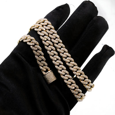 8MM 10k Yellow Gold 9.7CTW Natural Diamond Cuban Chain 36.83g 20 Inches Necklace - Elite Jewelers - Necklaces & Chains