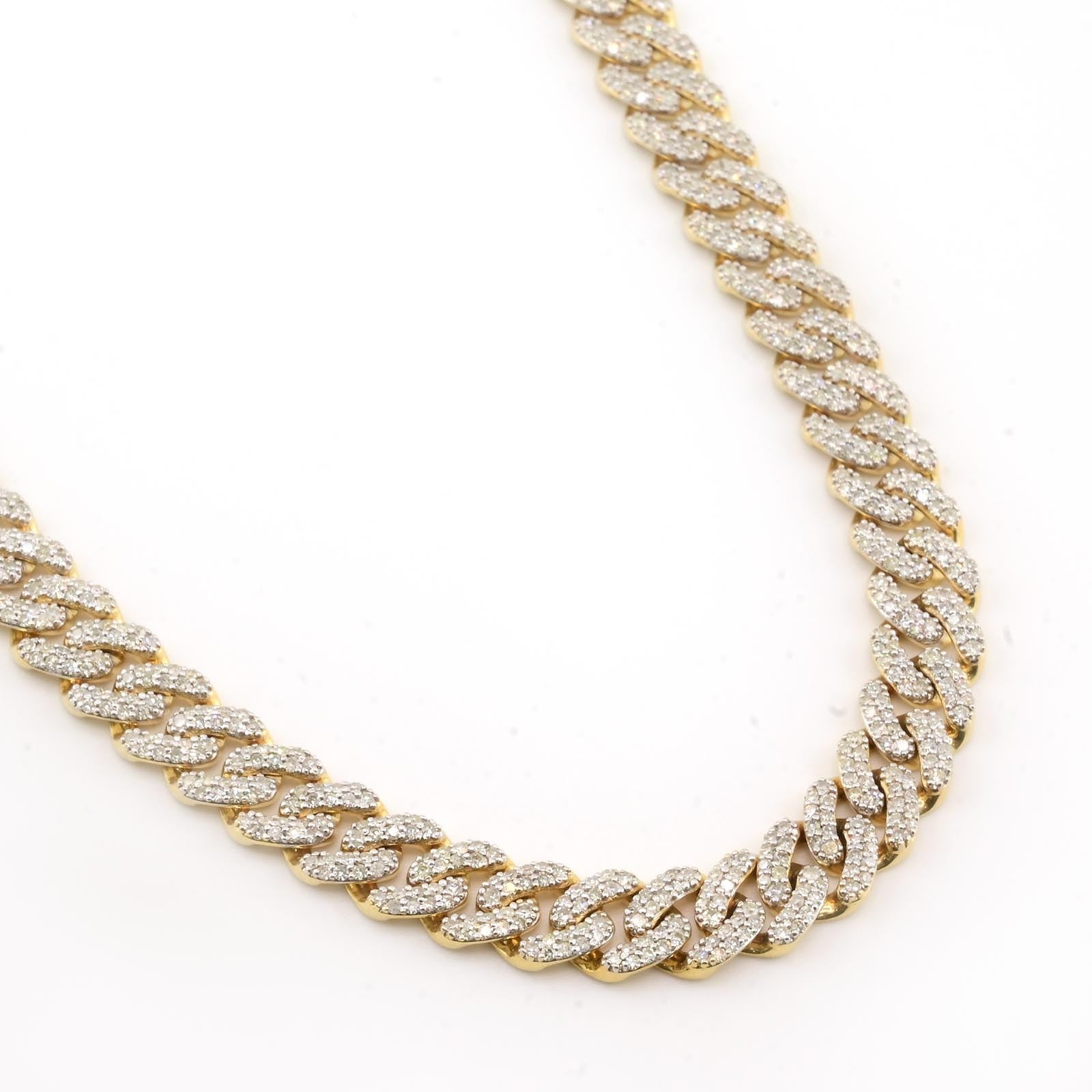 8MM 10k Yellow Gold 9.7CTW Natural Diamond Cuban Chain 36.83g 20 Inches Necklace - Elite Jewelers - Necklaces & Chains