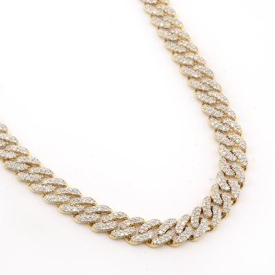 8MM 10k Yellow Gold 9.7CTW Natural Diamond Cuban Chain 36.83g 20 Inches Necklace - Elite Jewelers - Necklaces & Chains
