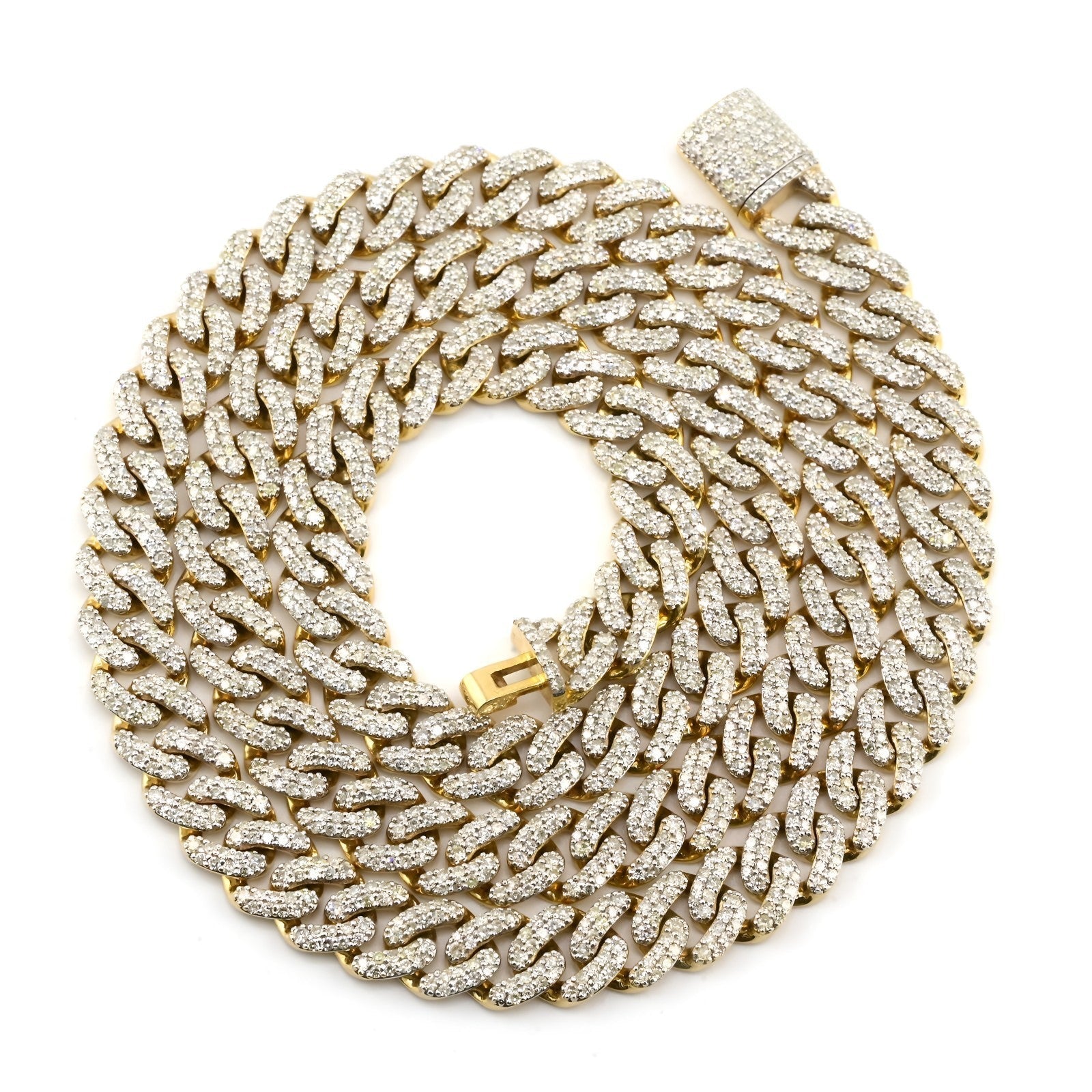 8MM 10k Yellow Gold 9.7CTW Natural Diamond Cuban Chain 36.83g 20 Inches Necklace - Elite Jewelers - Necklaces & Chains