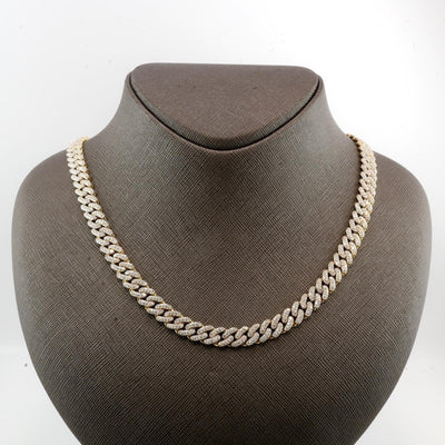 8MM 10k Yellow Gold 9.7CTW Natural Diamond Cuban Chain 36.83g 20 Inches Necklace - Elite Jewelers - Necklaces & Chains