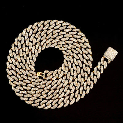 8MM 10k Yellow Gold 9.7CTW Natural Diamond Cuban Chain 36.83g 20 Inches Necklace - Elite Jewelers - Necklaces & Chains