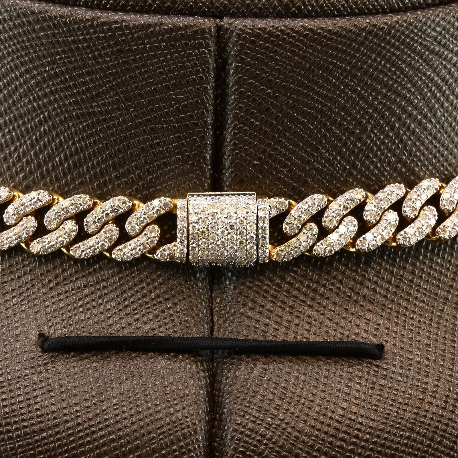 8MM 10k Yellow Gold 9.7CTW Natural Diamond Cuban Chain 36.83g 20 Inches Necklace - Elite Jewelers - Necklaces & Chains