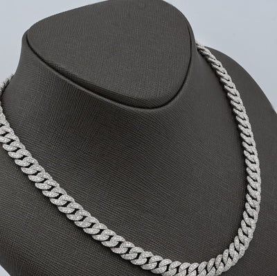 8MM 925 Silver 11.67CTW Pure Diamond 72.6gms Cuban Link ICED Chain 22In Necklace - Elite Jewelers - Necklaces & Chains