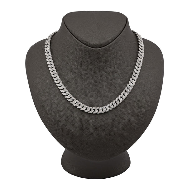 8MM 925 Silver 11.67CTW Pure Diamond 72.6gms Cuban Link ICED Chain 22In Necklace - Elite Jewelers - Necklaces & Chains