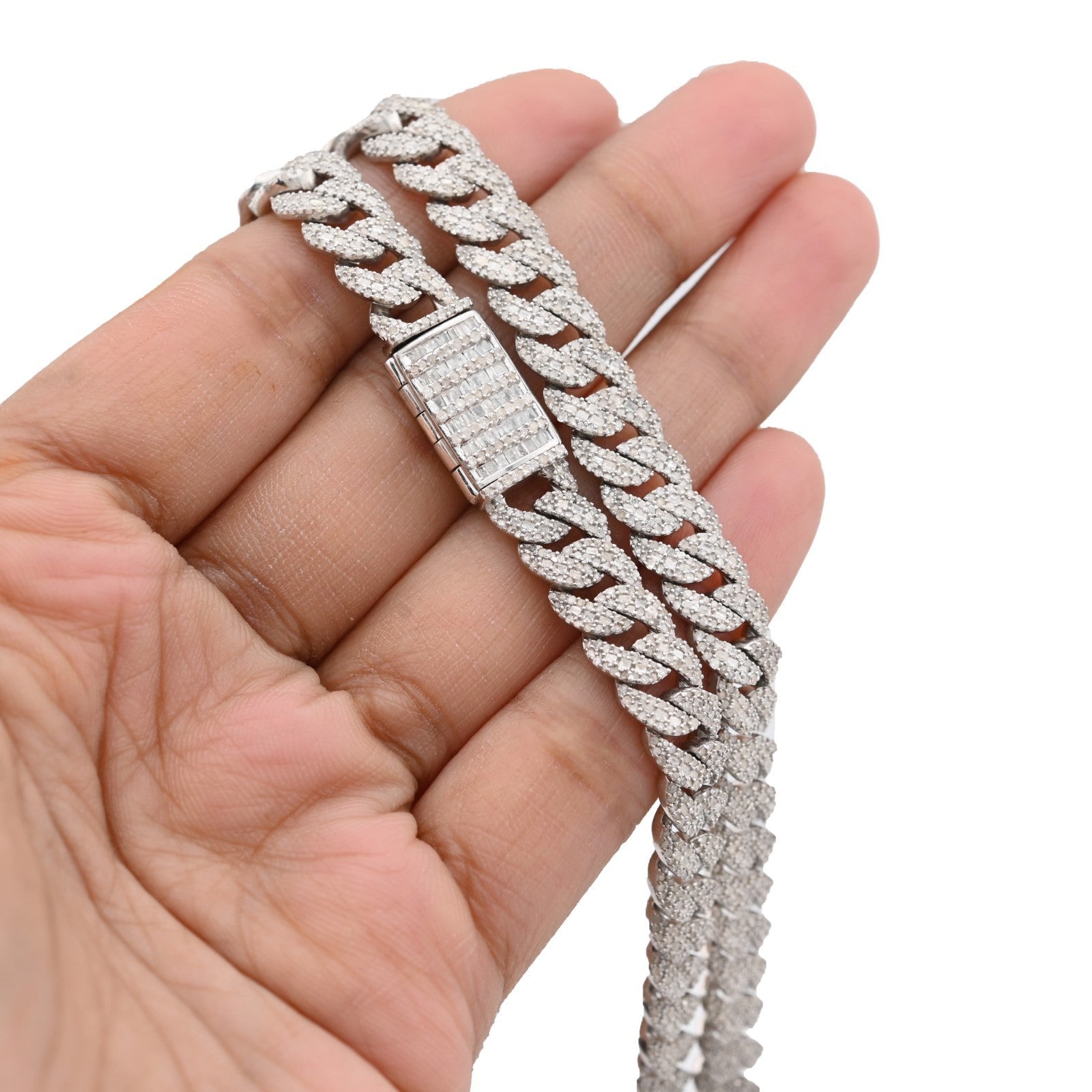 8MM 925 Silver 11.67CTW Pure Diamond 72.6gms Cuban Link ICED Chain 22In Necklace - Elite Jewelers - Necklaces & Chains