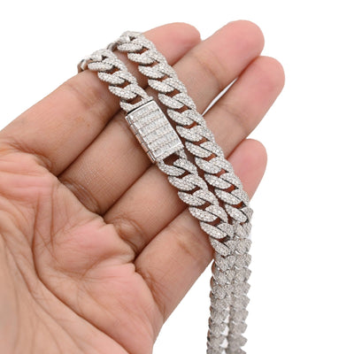 8MM 925 Silver 11.67CTW Pure Diamond 72.6gms Cuban Link ICED Chain 22In Necklace - Elite Jewelers - Necklaces & Chains