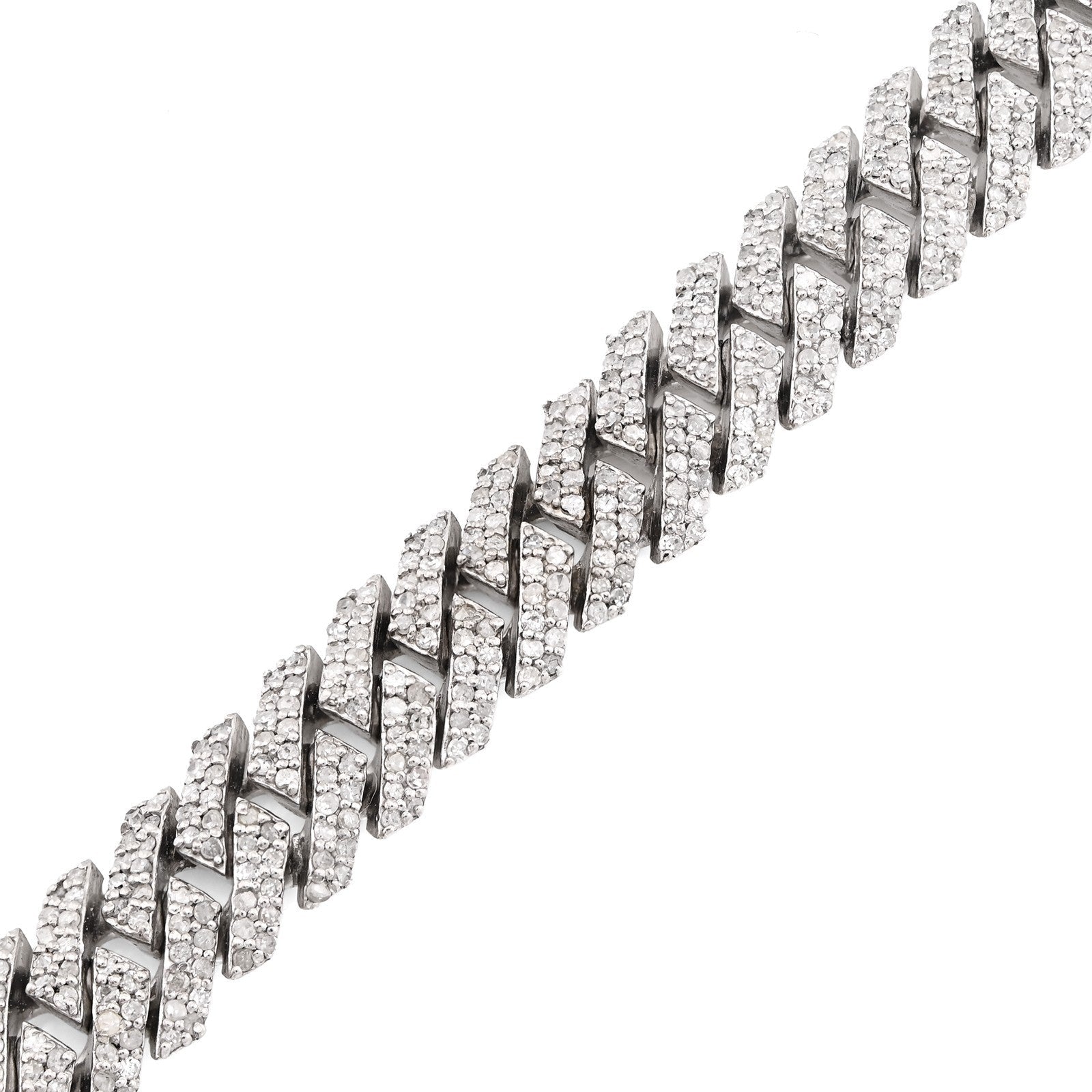 8MM 925 Sterling Silver 23.8g 3.9CTW Natural Diamond Snake Cuban Bracelet 8 Inch - Elite Jewelers - Bracelets