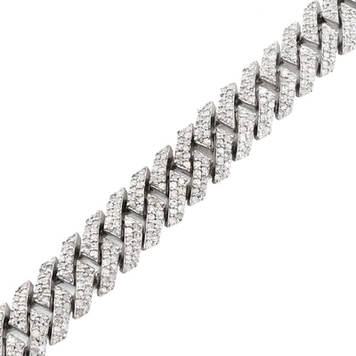 8MM 925 Sterling Silver 23.8g 3.9CTW Natural Diamond Snake Cuban Bracelet 8 Inch - Elite Jewelers - Bracelets