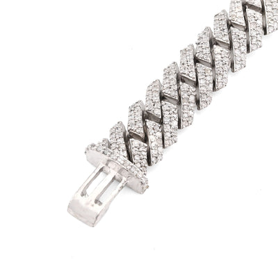 8MM 925 Sterling Silver 23.8g 3.9CTW Natural Diamond Snake Cuban Bracelet 8 Inch - Elite Jewelers - Bracelets