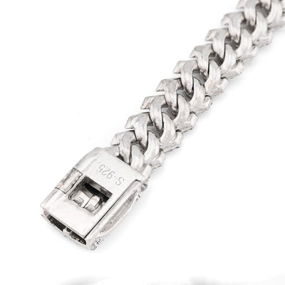 8MM 925 Sterling Silver 23.8g 3.9CTW Natural Diamond Snake Cuban Bracelet 8 Inch - Elite Jewelers - Bracelets