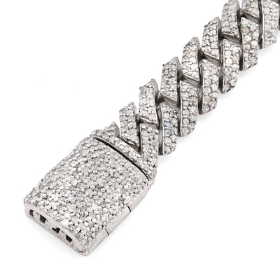 8MM 925 Sterling Silver 23.8g 3.9CTW Natural Diamond Snake Cuban Bracelet 8 Inch - Elite Jewelers - Bracelets