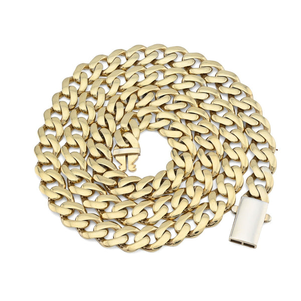 8MM Mens 30g 1/10th 10k Yellow Gold Bonded 925 Cuban Link Chain Necklace 22 Inch - Elite Jewelers - Necklaces & Chains
