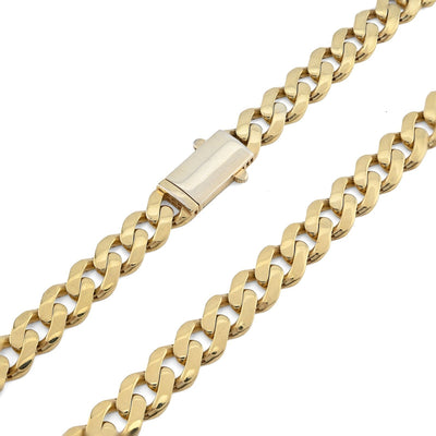 8MM Mens 30g 1/10th 10k Yellow Gold Bonded 925 Cuban Link Chain Necklace 22 Inch - Elite Jewelers - Necklaces & Chains