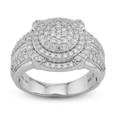 925 1.29CT Lab Grown Round Cluster Halo Men Round Pinky Ring - Elite Jewelers - Rings