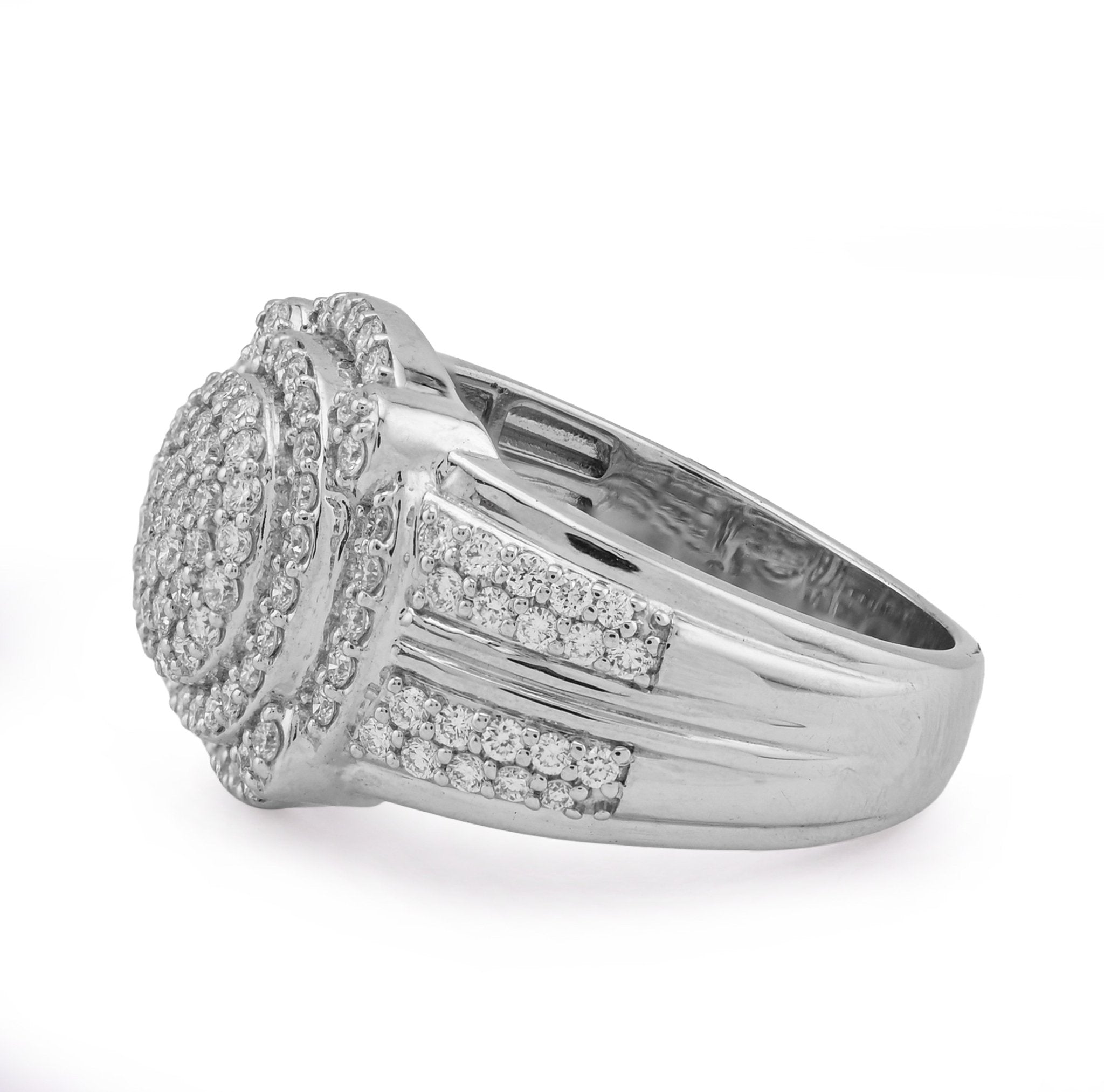 925 1.29CT Lab Grown Round Cluster Halo Men Round Pinky Ring - Elite Jewelers - Rings