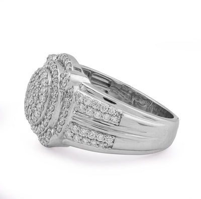 925 1.29CT Lab Grown Round Cluster Halo Men Round Pinky Ring - Elite Jewelers - Rings