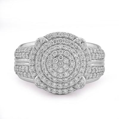 925 1.29CT Lab Grown Round Cluster Halo Men Round Pinky Ring - Elite Jewelers - Rings