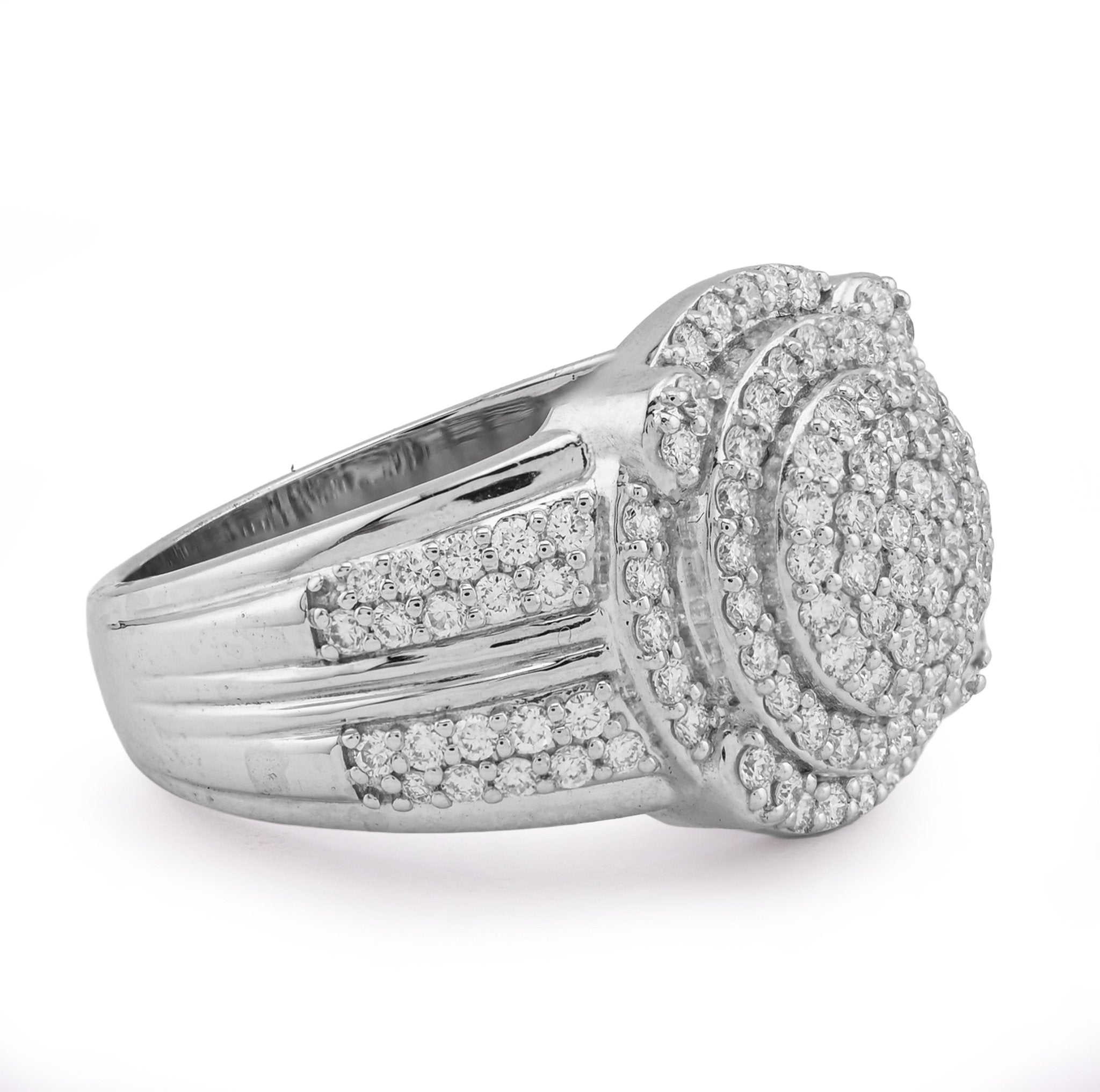 925 1.29CT Lab Grown Round Cluster Halo Men Round Pinky Ring - Elite Jewelers - Rings