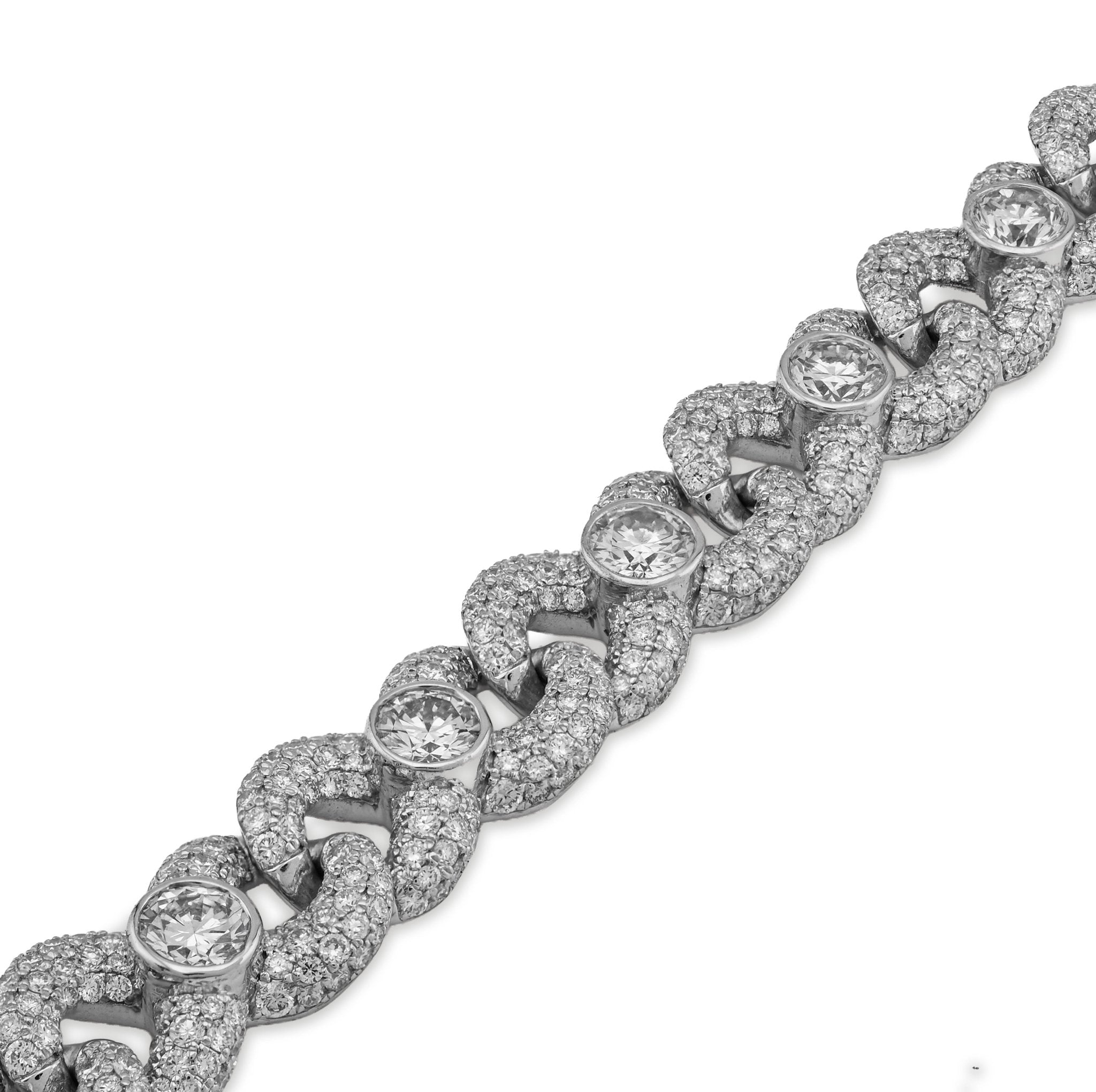 925 All White Infinity Link Round Solitaire 14.25CT Lab Diamond 10MM Men Women 8" Bracelet - Elite Jewelers - Bracelets