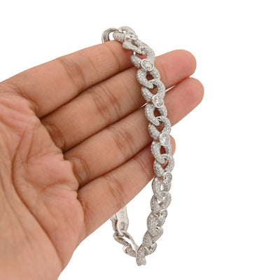 925 All White Infinity Link Round Solitaire 14.25CT Lab Diamond 10MM Men Women 8" Bracelet - Elite Jewelers - Bracelets