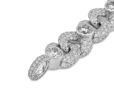 925 All White Infinity Link Round Solitaire 14.25CT Lab Diamond 10MM Men Women 8" Bracelet - Elite Jewelers - Bracelets
