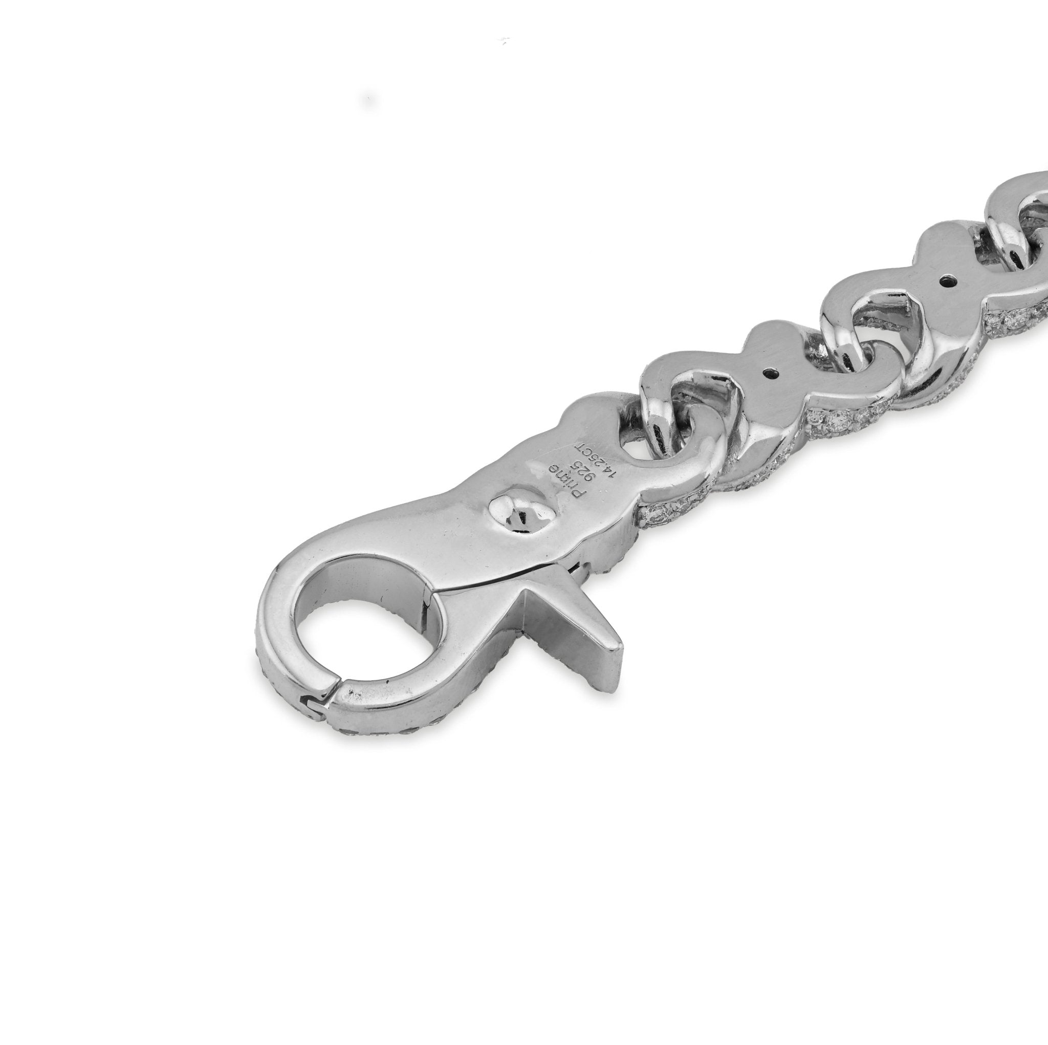 925 All White Infinity Link Round Solitaire 14.25CT Lab Diamond 10MM Men Women 8" Bracelet - Elite Jewelers - Bracelets