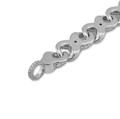 925 All White Infinity Link Round Solitaire 14.25CT Lab Diamond 10MM Men Women 8" Bracelet - Elite Jewelers - Bracelets
