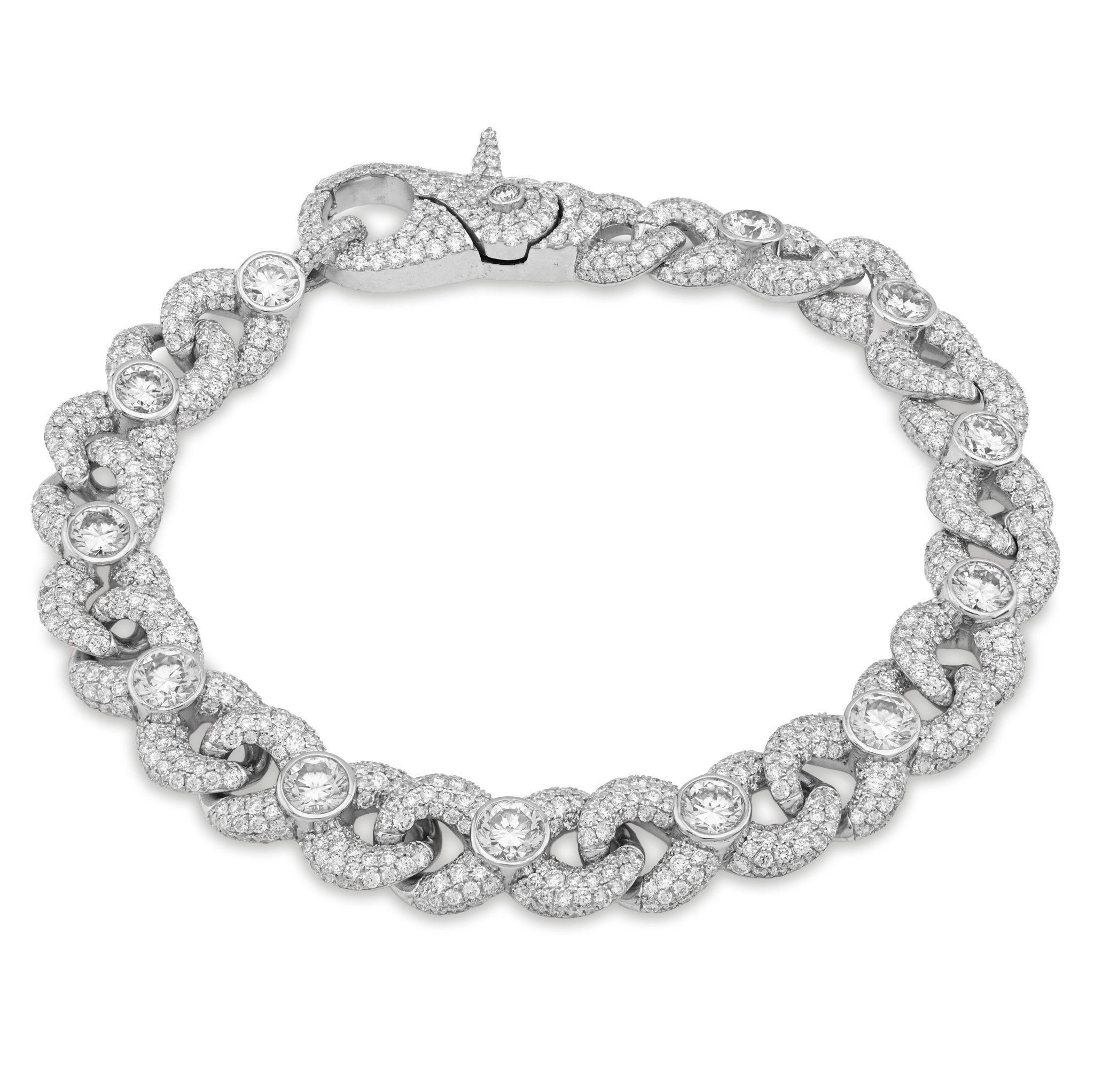925 All White Infinity Link Round Solitaire 14.25CT Lab Diamond 10MM Men Women 8" Bracelet - Elite Jewelers - Bracelets