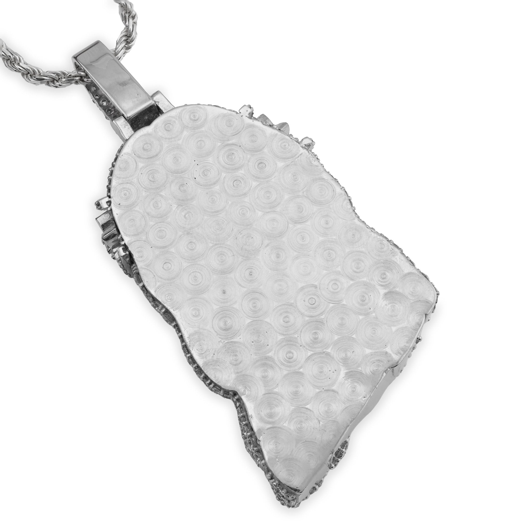 925 All White Jesus Head Round/Teardrop 14.91CT Lab Diamond Flower Crown 3" Pendant Men Charm - Elite Jewelers - Charms & Pendants