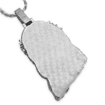 925 All White Jesus Head Round/Teardrop 14.91CT Lab Diamond Flower Crown 3" Pendant Men Charm - Elite Jewelers - Charms & Pendants