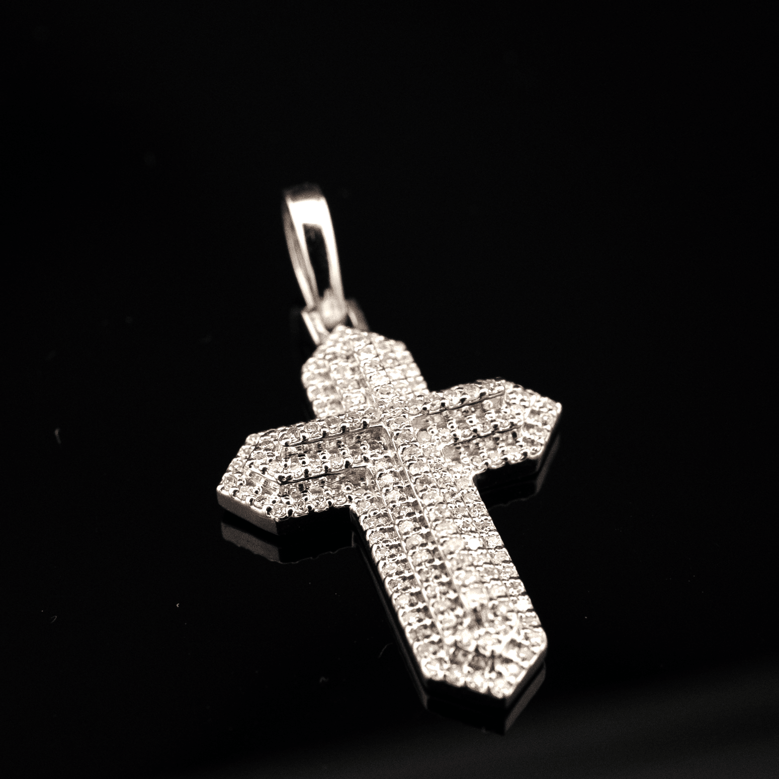 925 Natural Diamond 0.35 CTW Religious Cross Pendant Men Women Charm - Elite Jewelers - Charms & Pendants