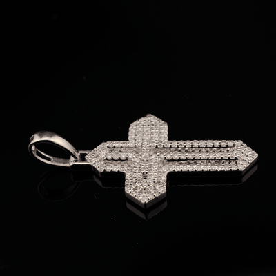 925 Natural Diamond 0.35 CTW Religious Cross Pendant Men Women Charm - Elite Jewelers - Charms & Pendants
