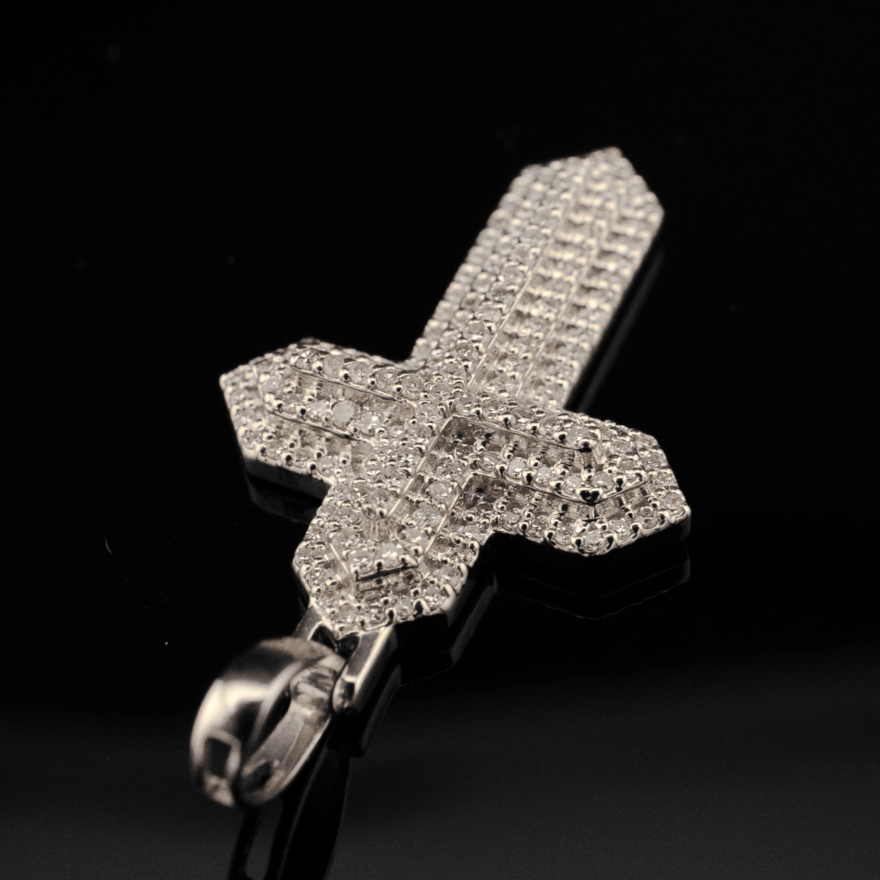 925 Natural Diamond 0.35 CTW Religious Cross Pendant Men Women Charm - Elite Jewelers - Charms & Pendants