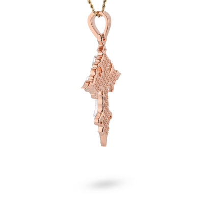 925 Rose Princess Cut Solitaire 7.83CT Lab Diamond Cross Pendant 37.6g Men 3.5" Charm - Elite Jewelers - Charms & Pendants