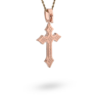 925 Rose Round/Cushion Solitaire Cross Pendant 5.14CT Lab Diamond 2.62" 14.8g Men Charm - Elite Jewelers - Charms & Pendants