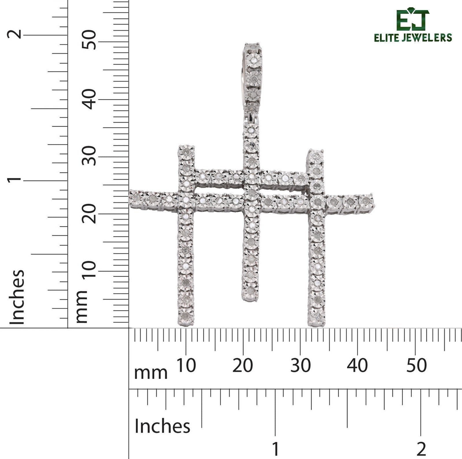 925 Silver 0.55 CTW Natural Diamond Religious 3 Cross Pendant 7.7g Mens Charm - Elite Jewelers - Charms & Pendants