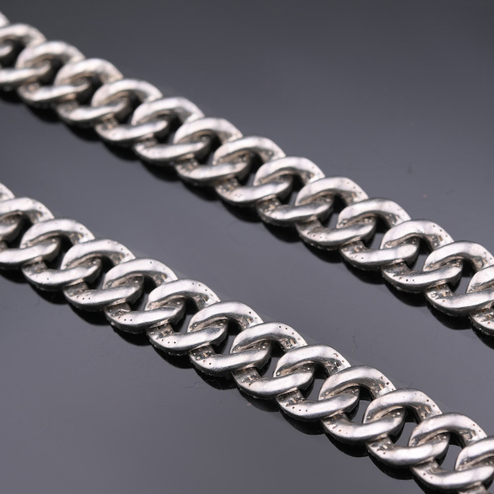 925 Silver 13CT Natural Diamond Cuban Chain 8MM 22" - Elite Jewelers - Necklaces & Chains