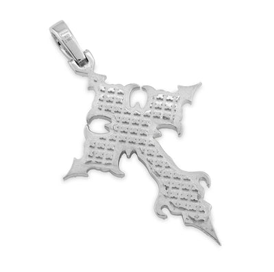 925 Silver 2.96CT Lab Diamond Princess Cut Solitaire Cross Pendant 2.5" Men 12.9g Men Charm - Elite Jewelers - Charms & Pendants