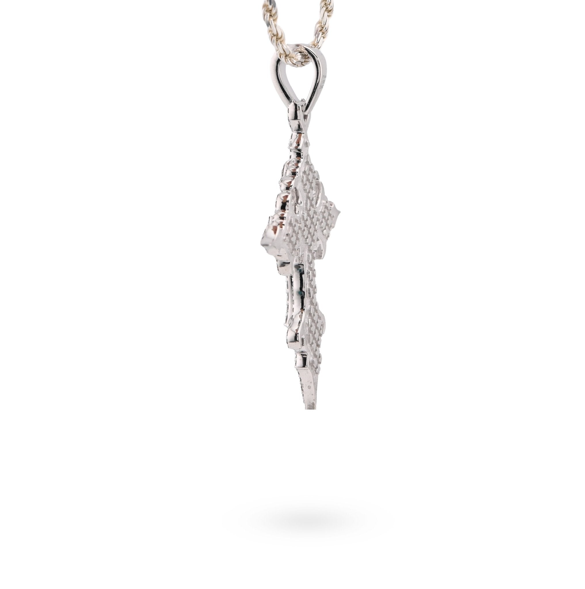 925 Silver 2.96CT Lab Diamond Princess Cut Solitaire Cross Pendant 2.5" Men 12.9g Men Charm - Elite Jewelers - Charms & Pendants