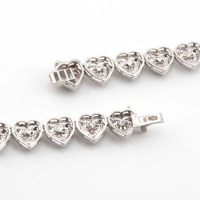 925 Silver 31.27 Grams Heart Shape Chain 8.08 CTW - Elite Jewelers - Necklaces & Chains