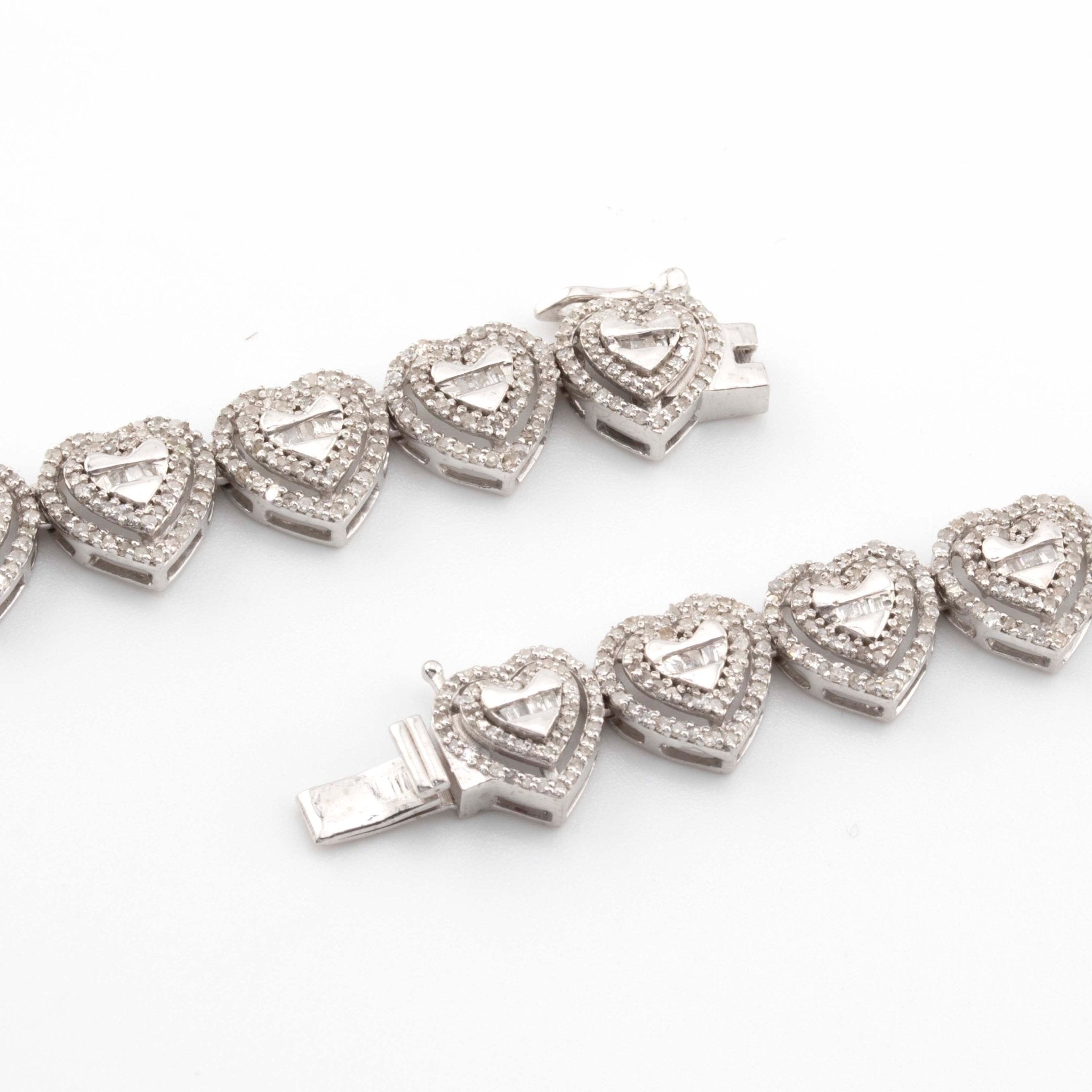 925 Silver 31.27 Grams Heart Shape Chain 8.08 CTW - Elite Jewelers - Necklaces & Chains