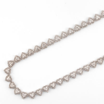 925 Silver 31.27 Grams Heart Shape Chain 8.08 CTW - Elite Jewelers - Necklaces & Chains