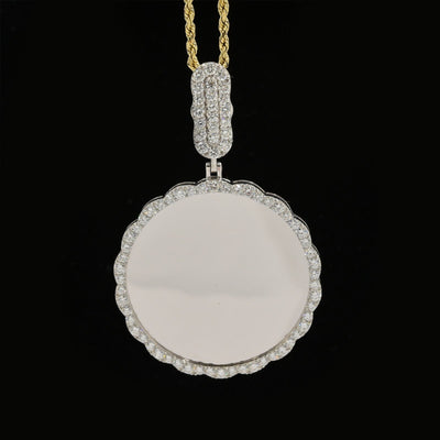 925 Silver 3.54CTW Lab Grown Diamond Picture Charm Curve Edges Pendant 11.4g - Elite Jewelers - Charms & Pendants