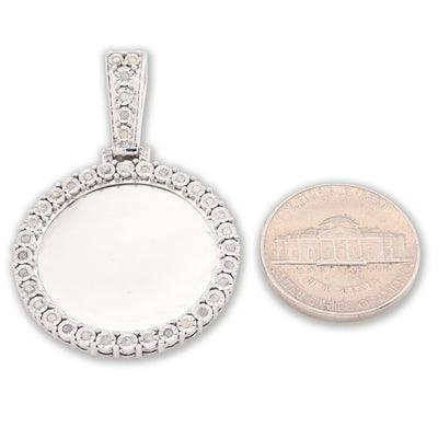 925 Silver 6.7gms 0.35 CTW Natural Diamond Circle Picture Pendant Memorial Charm - Elite Jewelers - Charms & Pendants