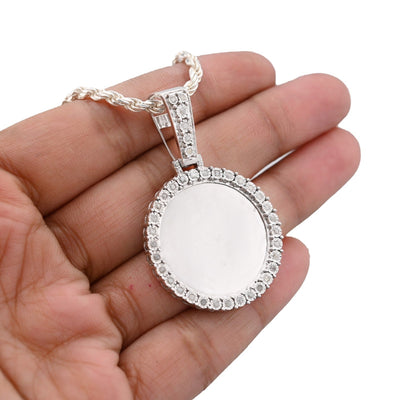 925 Silver 6.7gms 0.35 CTW Natural Diamond Circle Picture Pendant Memorial Charm - Elite Jewelers - Charms & Pendants