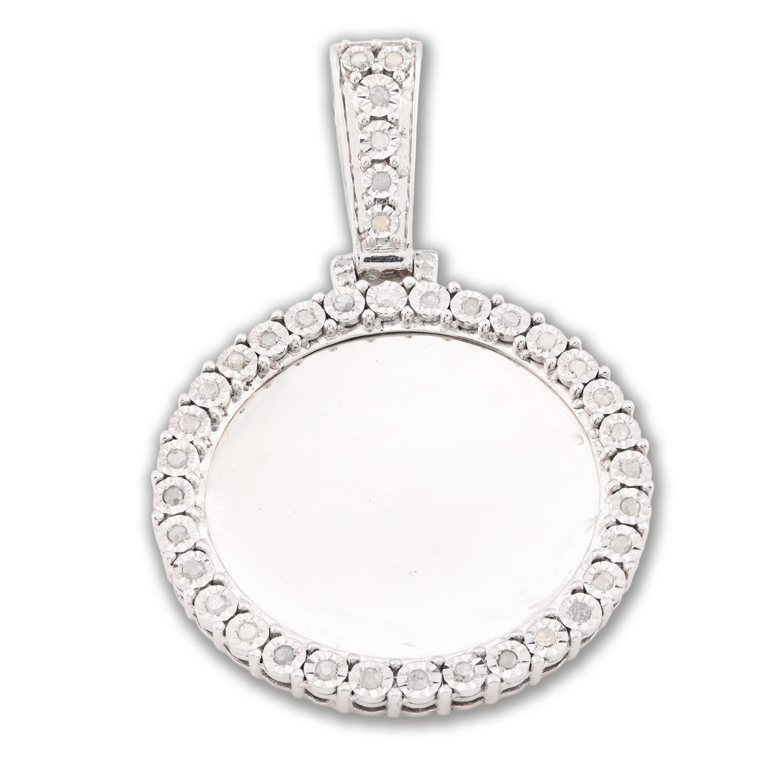 925 Silver 6.7gms 0.35 CTW Natural Diamond Circle Picture Pendant Memorial Charm - Elite Jewelers - Charms & Pendants