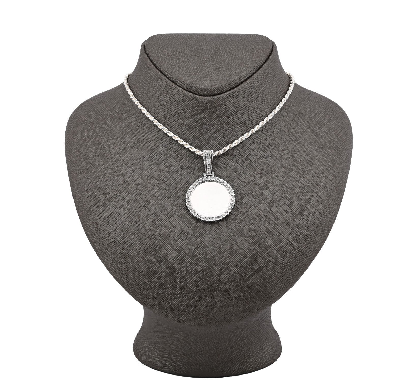 925 Silver 6.7gms 0.35 CTW Natural Diamond Circle Picture Pendant Memorial Charm - Elite Jewelers - Charms & Pendants